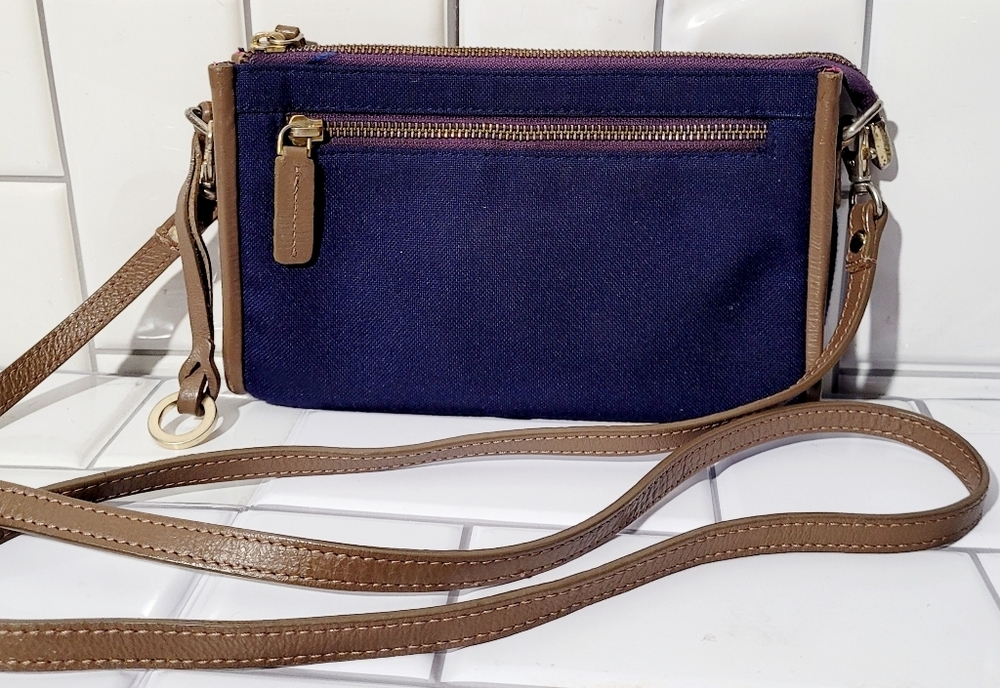 FRANCHETTI BOND Vintage Small Canvas Crossbody Purse Leather Trim  Detac…